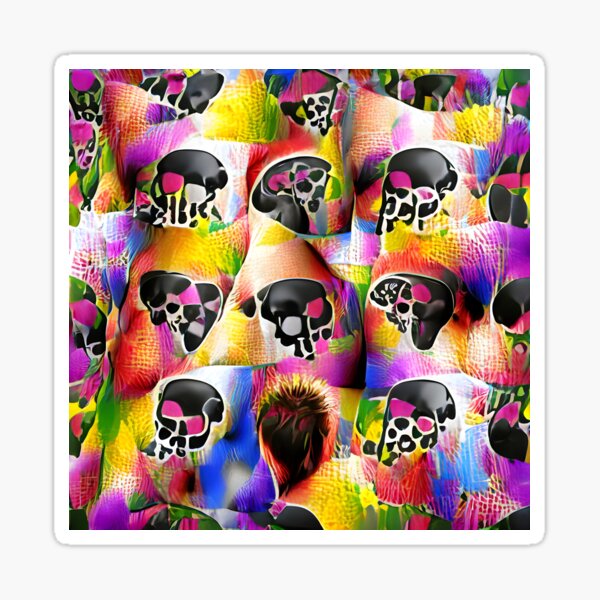 Abstract Rainbow Skull Pattern - Artificial Intelligence Digital Art Sticker