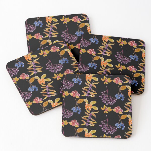 Item preview, Colorful Wild Berries Pattern Black Version designed and sold by Cora Gregory.
