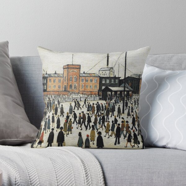 L.S LOWRY Artwork Salford Art Painted Pillow Velvet Feel Sofa Cushion Covers 