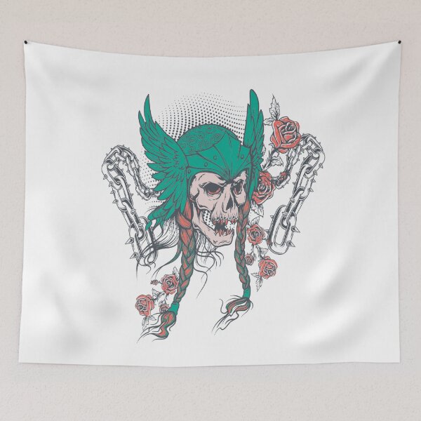 Item preview, Viking Skull With Chains And Roses designed and sold by SpotWarehouse.