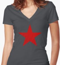 Vintage Look Russian Red Star Women's Fitted V-Neck T-Shirt