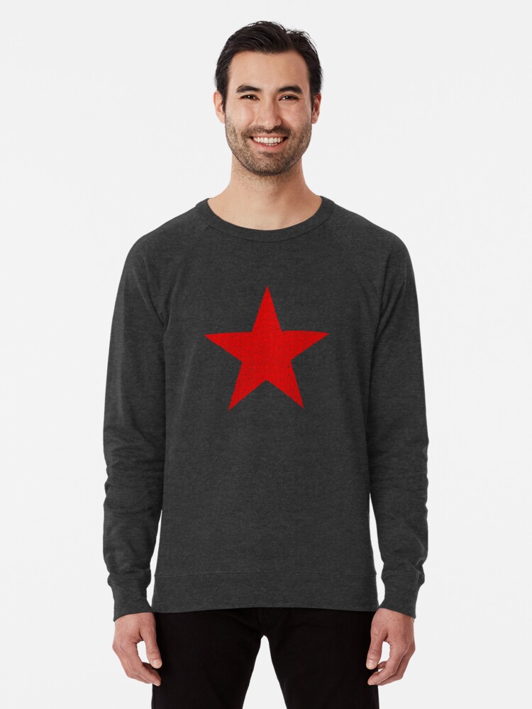 red sweatshirt with white stars