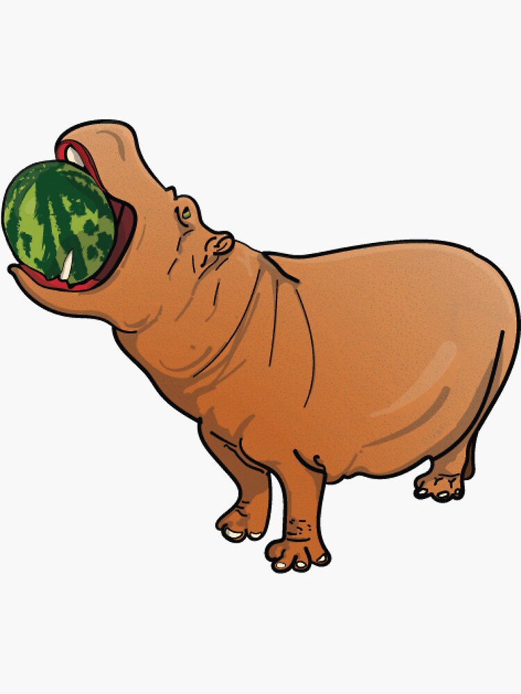 "Hungry Hippo Melon Crush" Sticker for Sale by theliftedpro | Redbubble