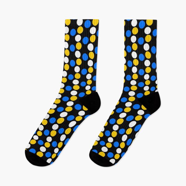 Item preview, Blue white and yellow  poka dot black background  designed and sold by DemonicGloom.