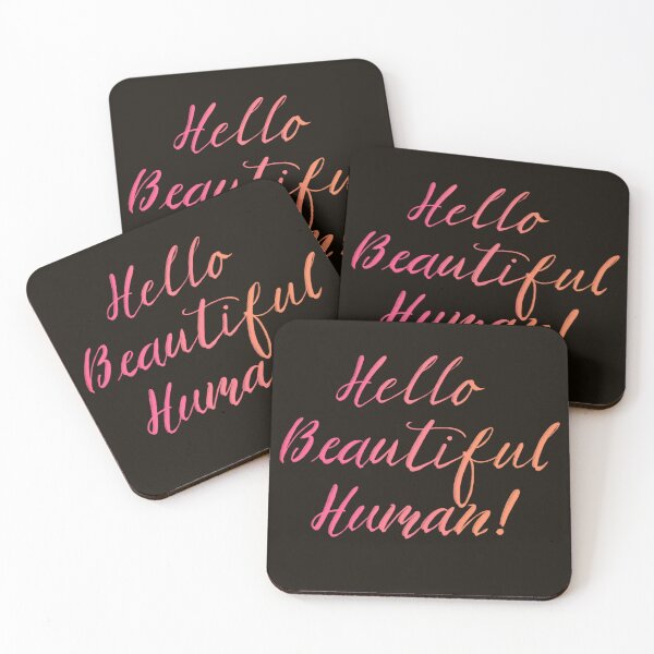 Item preview, Hello Beautiful Human! Grapefruit on black designed and sold by TheBarefootMom.