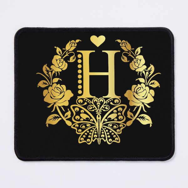 Item preview, Ornamental Letter H, Rose Gold Butterfly, Gold Monogram Ornament designed and sold by PROMEN Creativity.
