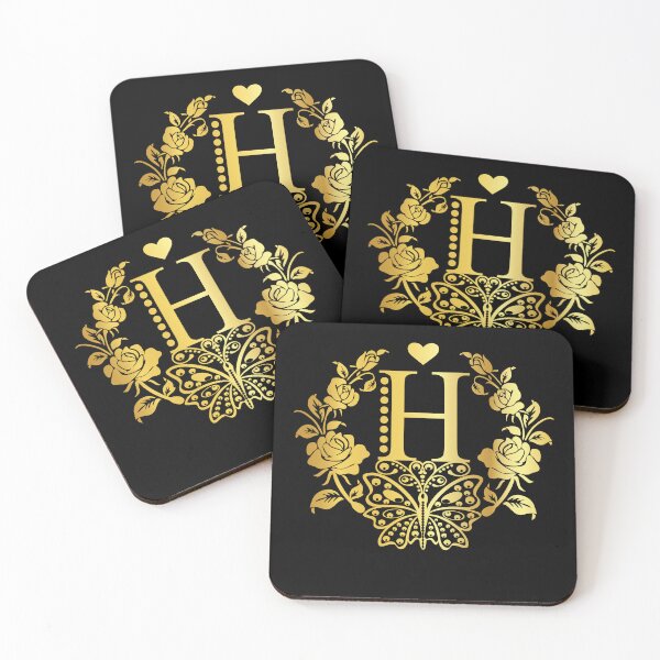 Item preview, Ornamental Letter H, Rose Gold Butterfly, Gold Monogram Ornament designed and sold by PROMEN Creativity.