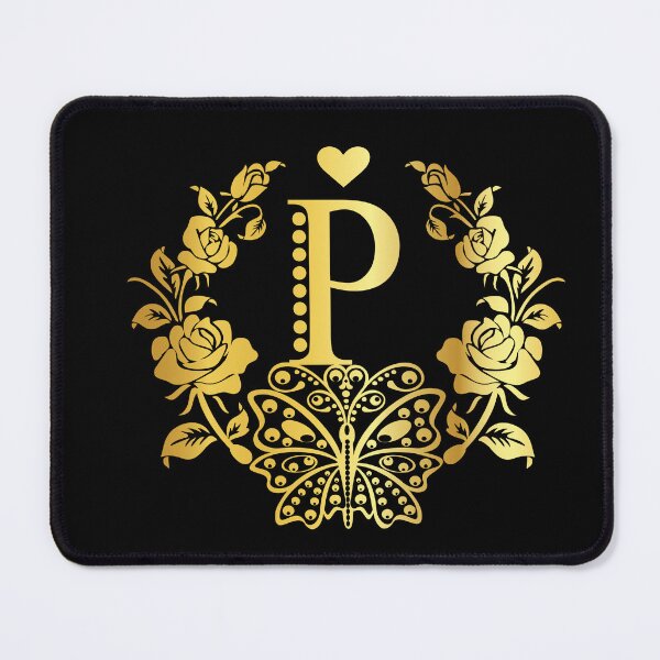 Item preview, Ornamental Letter P, Rose Gold Butterfly, Gold Monogram Ornament designed and sold by PROMEN Creativity.