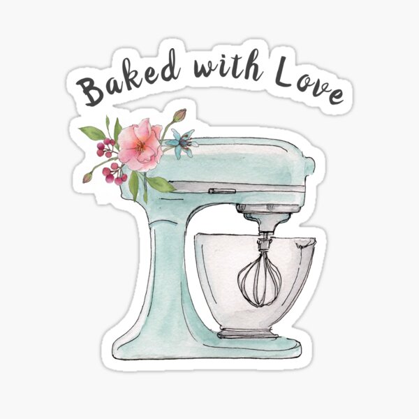 Item preview, Cute Baking Mixer with flowers designed and sold by Swagata Sarkar.