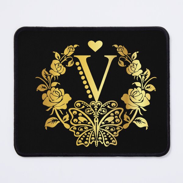 Item preview, Ornamental Letter V, Rose Gold Butterfly, Gold Monogram Ornament designed and sold by PROMEN Creativity.