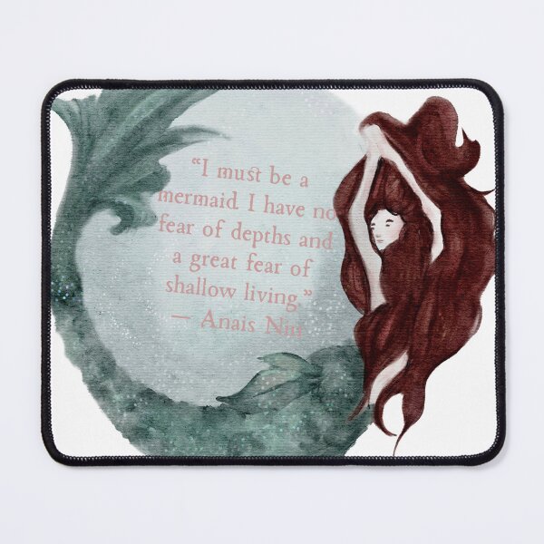 Item preview, Anais Nin Mermaid Quote Red Hair Watercolor Mermaid Silver Sparkles designed and sold by Monica Laipple.