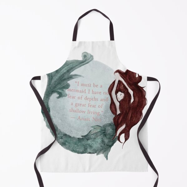 Item preview, Anais Nin Mermaid Quote Red Hair Watercolor Mermaid Silver Sparkles designed and sold by Monica Laipple.