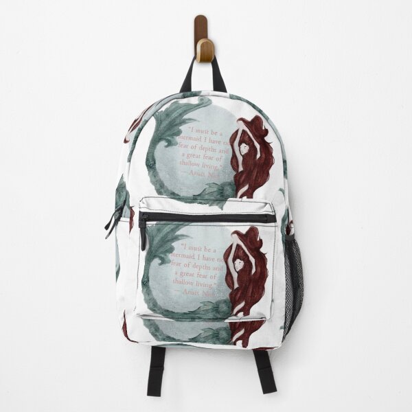 Item preview, Anais Nin Mermaid Quote Red Hair Watercolor Mermaid Silver Sparkles designed and sold by Monica Laipple.