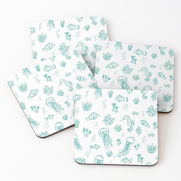 Item preview, Aquatic minimalism | line drawing pattern blue teal designed and sold by MamSelle.