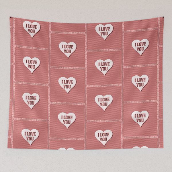 Item preview, I Love You! Rose Gold Metal Heart with Pattern (on Dk. Peach) designed and sold by PawsitiveMum.