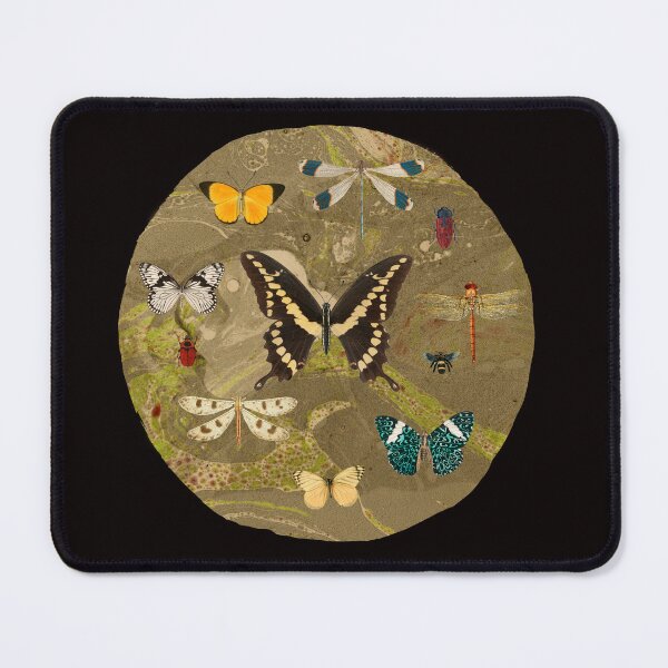 Item preview, Butterflies, dragonflies, vintage style on a marbling background.  designed and sold by Sue Zipkin.
