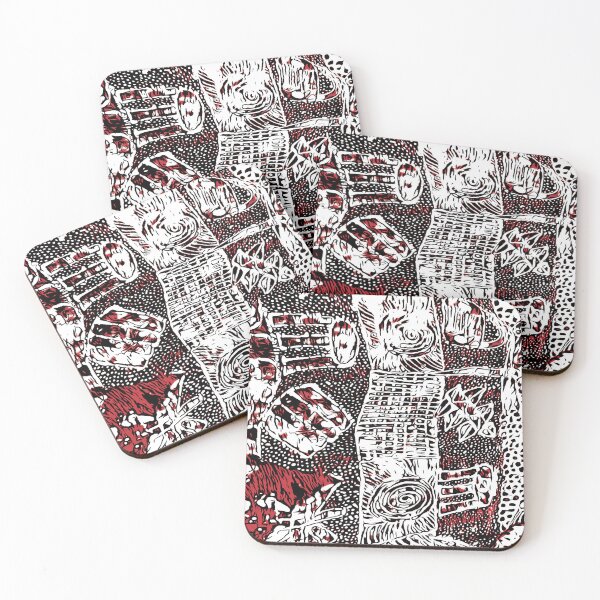 Item preview, African Ethnic Print in Red and White designed and sold by MediaArtbyMara.