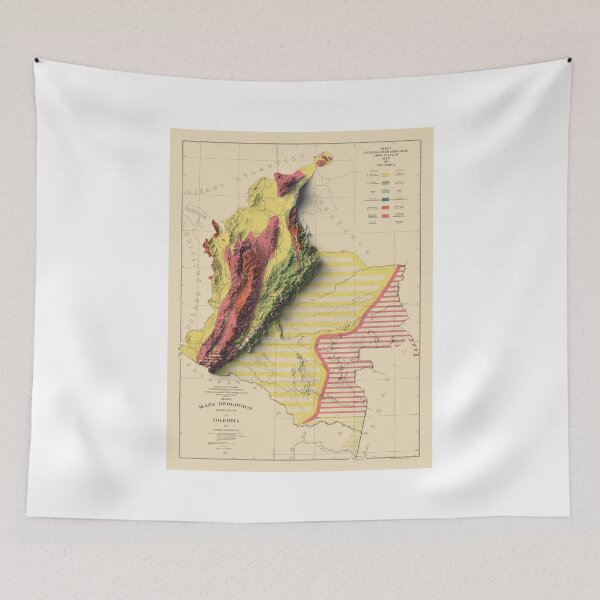 Item preview, 1943 Colombia Geological Relief Map 3D digitally-rendered designed and sold by ThinkAboutMaps.