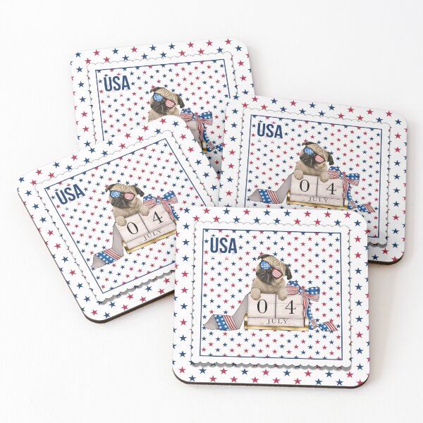Item preview, Happy Independence Day - Patriotic Pug - Postage Stamp designed and sold by Simply Celebrated Milestones.