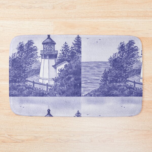 Item preview, Very Peri Purple Blue Cape Meares Lighthouse Oregon State Pacific Ocean Shore Watercolor  designed and sold by Irina Sztukowski.