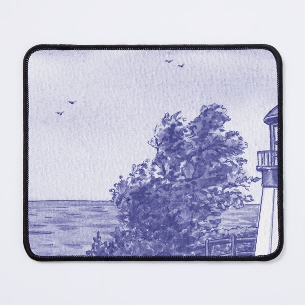 Item preview, Very Peri Purple Blue Cape Meares Lighthouse Oregon State Pacific Ocean Shore Watercolor designed and sold by Irina Sztukowski.