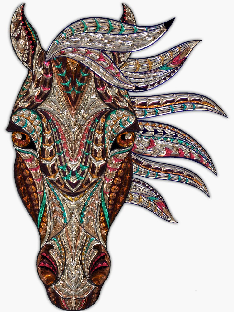 Tribal Horse Sticker For Sale By Buzawaski Redbubble   Bg,f8f8f8 Flat,750x,075,f Pad,750x1000,f8f8f8.u3 