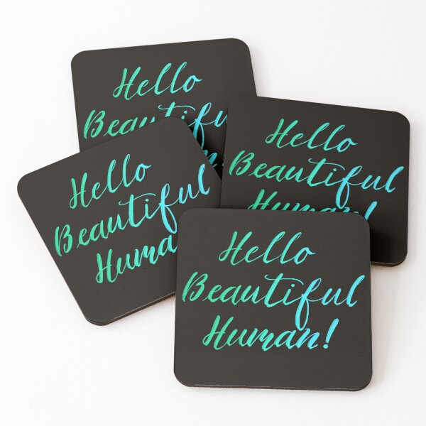 Item preview, Hello Beautiful Human! Ocean on black designed and sold by TheBarefootMom.