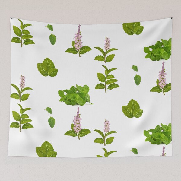 Item preview, Green Mint Bunches and Leaves designed and sold by silviaol.