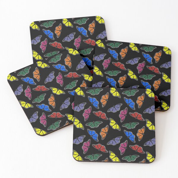 Item preview, Rainbow Monarch Butterflies on Black designed and sold by TropicalFronds.