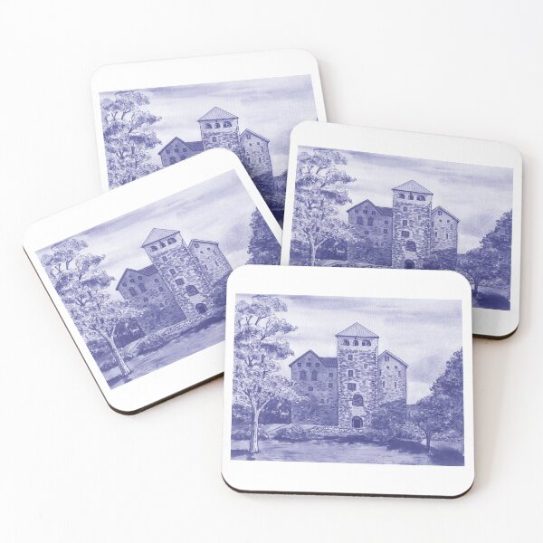 Item preview, Turku Finland Medieval Castle Purple Blue Very Peri Watercolor  designed and sold by Irina Sztukowski.