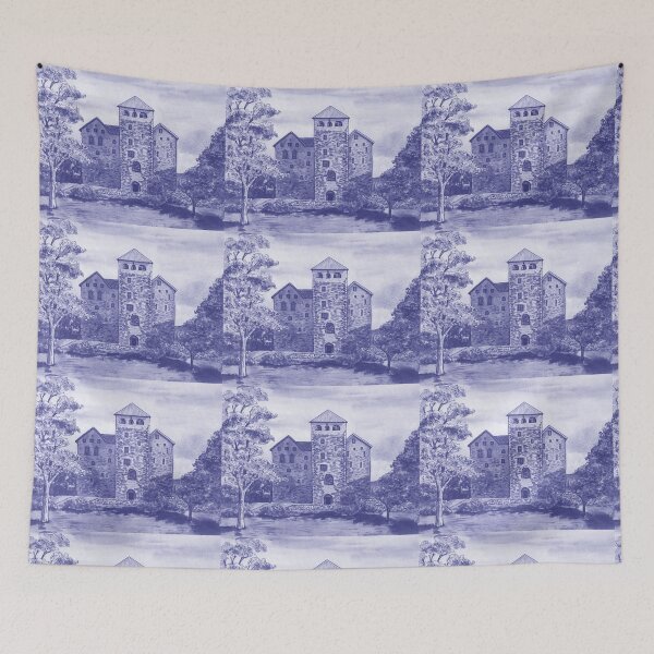 Item preview, Turku Finland Medieval Castle Purple Blue Very Peri Watercolor  designed and sold by Irina Sztukowski.