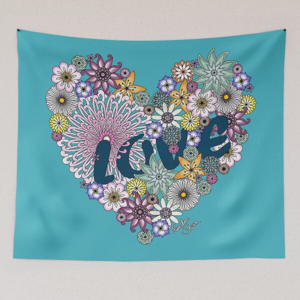 Item preview, Love Blooms Aqua, Flower Digital Art. designed and sold by Random Shern Creations.