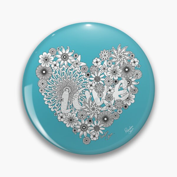 Item preview, Love Blooms Grayscale Aqua, Flower Digital Art. designed and sold by Random Shern Creations.