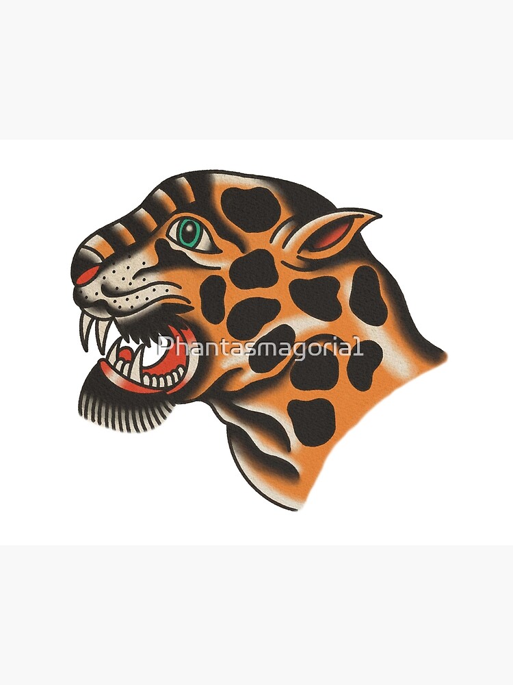 American Traditional Panther Tattoo in Orange with Sparkles and Glitter  cute gift Poster for Sale by AnanasArt  Redbubble