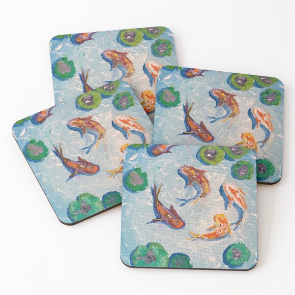 Item preview, Koi fish pond painting designed and sold by artbysourire.