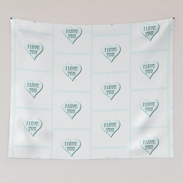 Item preview, I Love You! Aqua Metal Heart with Pattern designed and sold by PawsitiveMum.