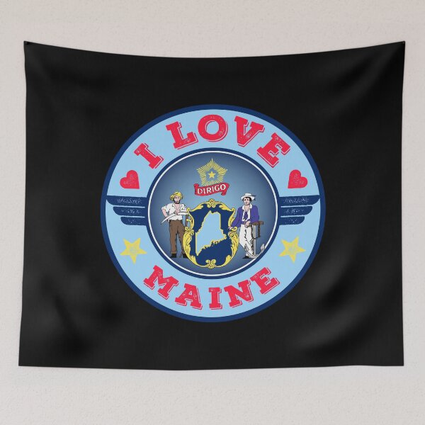 Item preview, I Love Maine State Map and Flag designed and sold by Worldesigns by Artsiren.