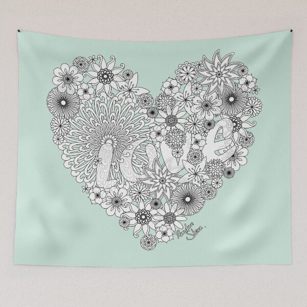 Item preview, Love Blooms Grayscale Green, Flower Digital Art. designed and sold by Random Shern Creations.