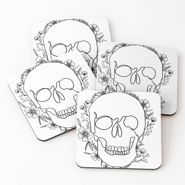 Item preview, Floral Line Art Skull designed and sold by caitlinkb2.