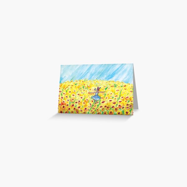Girl in a Sunflower Field Greeting Card