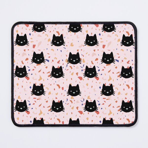 Item preview, Black Face Cat Silhouette in Pink Terrazzo pattern  designed and sold by RgTeesDesigns.