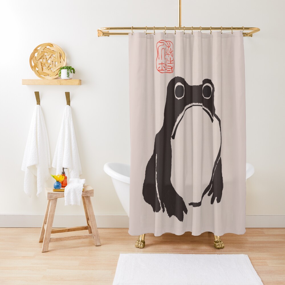 Matsumoto Hoji Frog Art Vintage Japanese Woodblock Artwork Shower Curtain