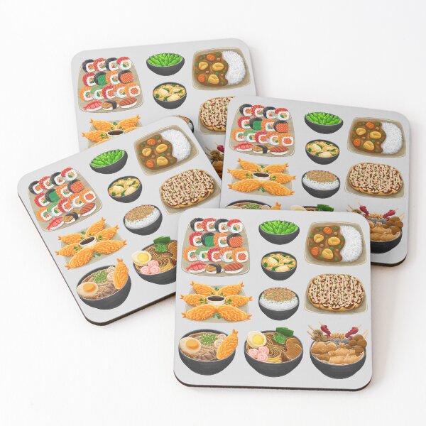 Item preview, Assorted Japanese Food 2 - Sushi, Curry Rice, Tempura Prawns, Oden, Udon, Ramen, Natto, Miso Soup and Okonomiyaki   designed and sold by Alicia Chee.