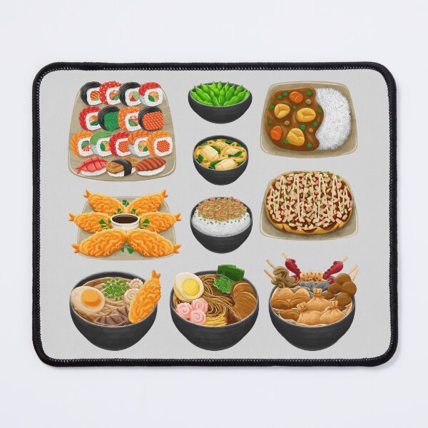 Item preview, Assorted Japanese Food 2 - Sushi, Curry Rice, Tempura Prawns, Oden, Udon, Ramen, Natto, Miso Soup and Okonomiyaki   designed and sold by Alicia Chee.