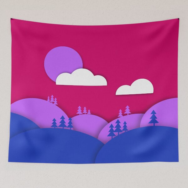 Item preview, Bisexual Pride Flag Art Landscape Paper Cut Out designed and sold by cashewdays.