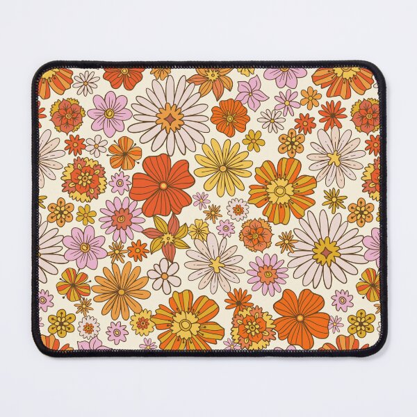 Item preview, Groovy Retro 1960s/1970s Flowers Pattern in Orange and Yellow designed and sold by brodolo.