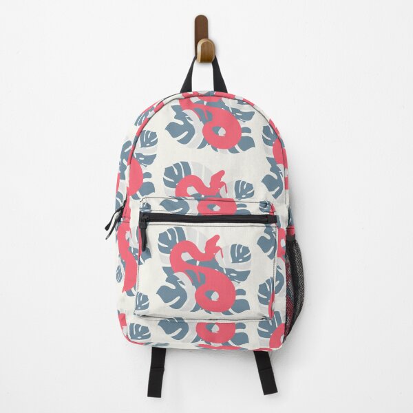 Item preview, Red Snake in Blue White Colour Monstera Leaves designed and sold by Nerdynoods.