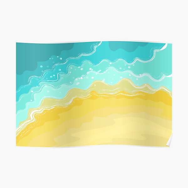 " Blue Ocean Waves and Sandy Beach Ocean Life Art PrintOcean