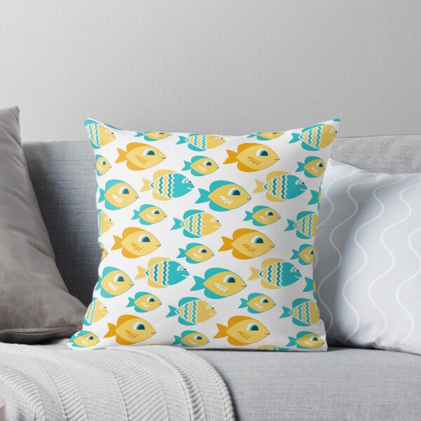 Item preview, Summer Motif Teal Yellow Fish designed and sold by storyboxdesigns.