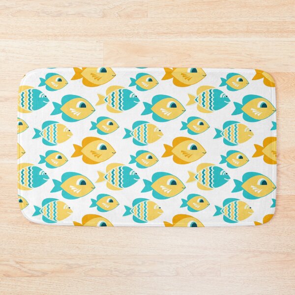 Item preview, Summer Motif Teal Yellow Fish designed and sold by storyboxdesigns.